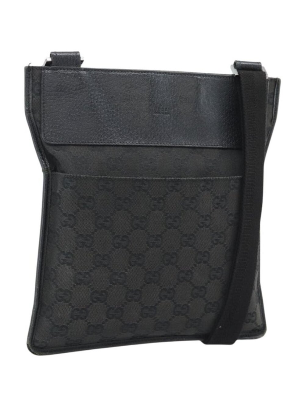 GUCCI GG Canvas Shoulder Bag Black Silver 27639